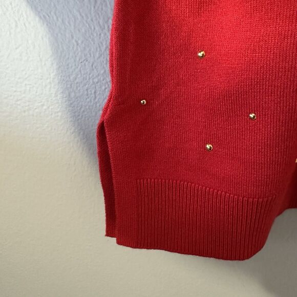 RUBY RD. Womens Plus Size 3X Stud Embellished Tunic Sweater Red Pullover NWOT - Picture 9 of 15